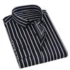 Men's Classic Stripe Satin Long Sleeve Shirt Breathable Business Office Dress for Autumn Season