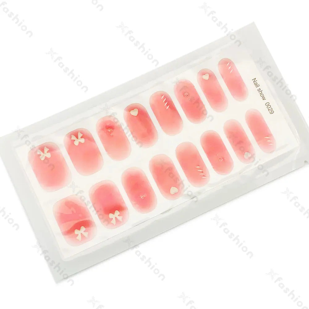 Hot Sale 16 Tips Solid Color Semi-Cured Gel Nail Stickers UV Light Durable Waterproof Long-Lasting Gel Nail Stickers Wholesale