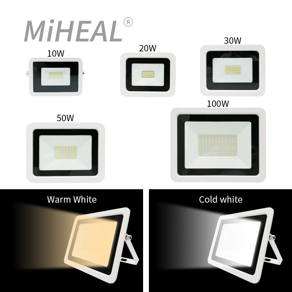 LED Flood Light 10W 20W 30W 50W 100W Floodlight IP68 Waterproof 220V-240V Spotlight Refletor Outdoor Graden Lighting Newest