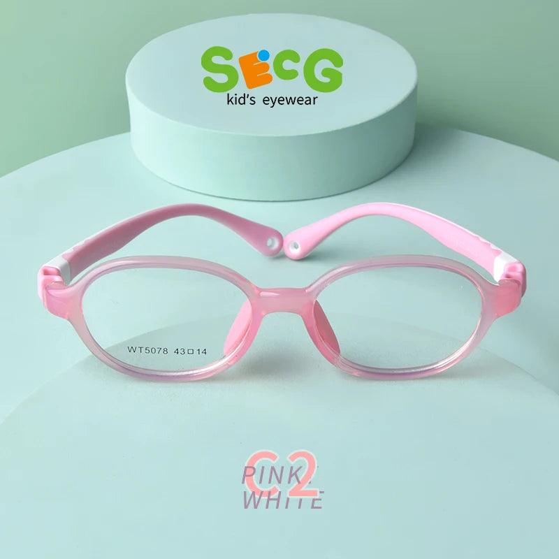 Secg Brand Children's Glasses Silicone Frames For Boys And Girls Students Super Light Comfortable Myopia Frames With Gasses