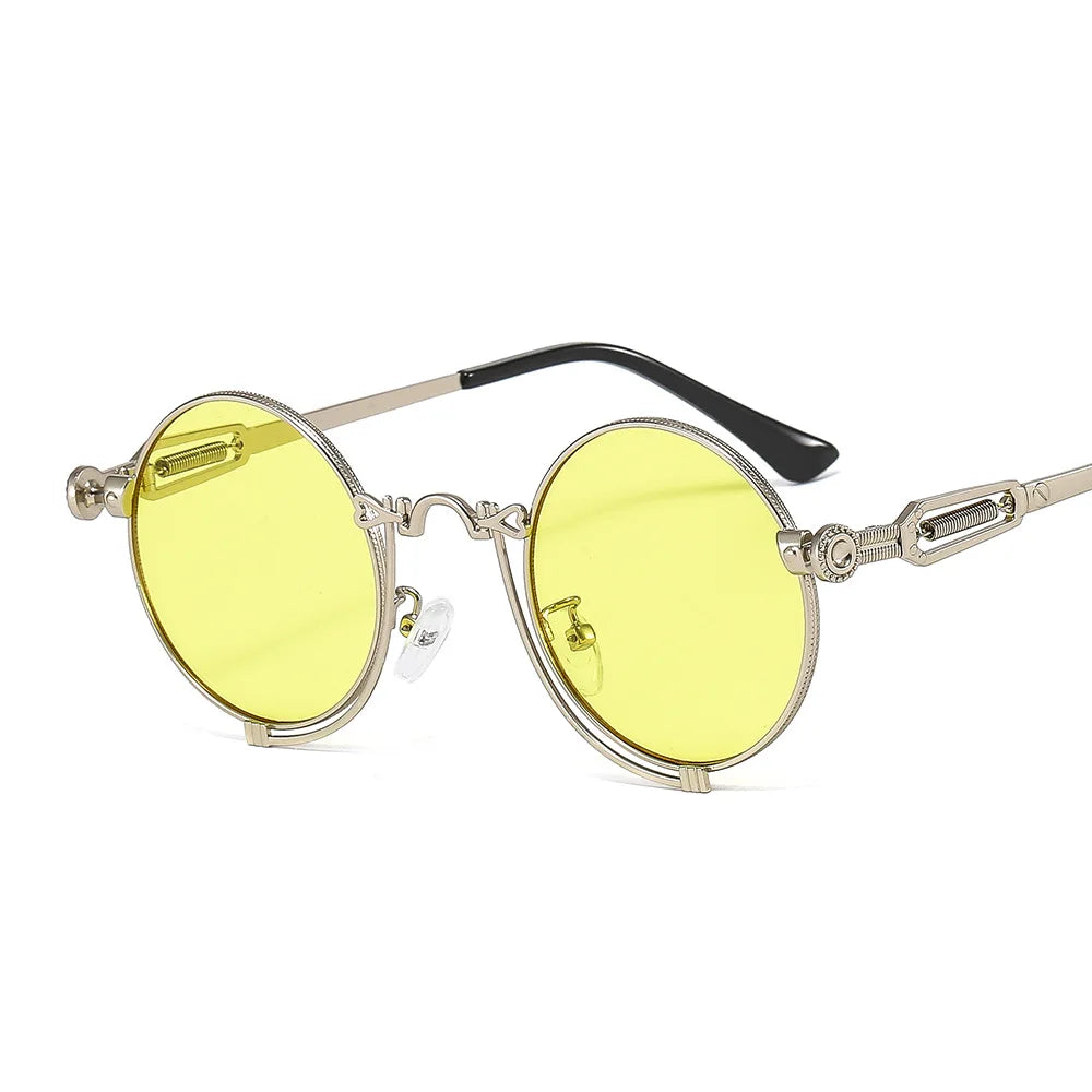 1846 Steampunk Sun Glasses Men Gold Frame Metal Yellow Red Black Oval Sunglasses New Polarized Metal-punk Fashion Sunglasses