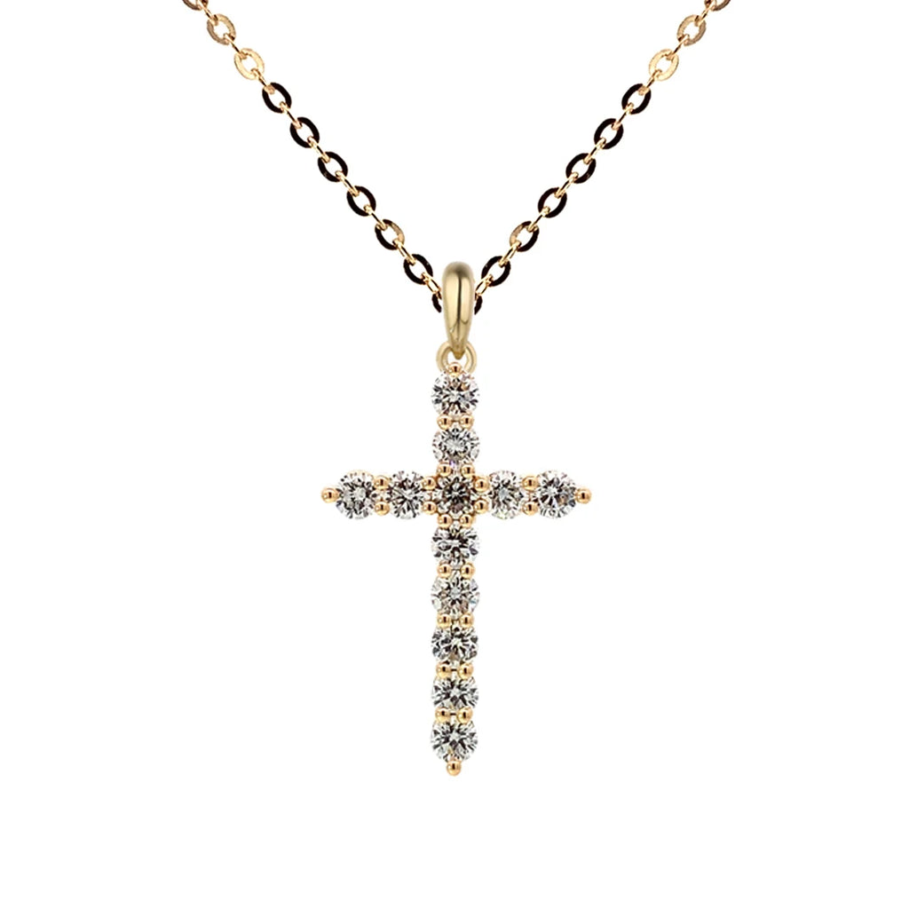 High Quality 18k High-Purity White Gold Lab Diamond Cross Decoration Pendants