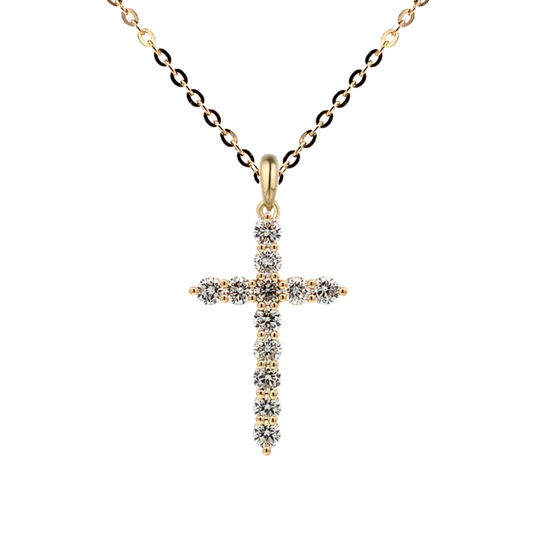 High Quality 18k High-Purity White Gold Lab Diamond Cross Decoration Pendants