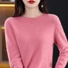S-XXL Round Neck 100% Cashmere Knit Women's  Pullover Loose Bottom Sweater Autumn/Winter New Solid Color Sweater