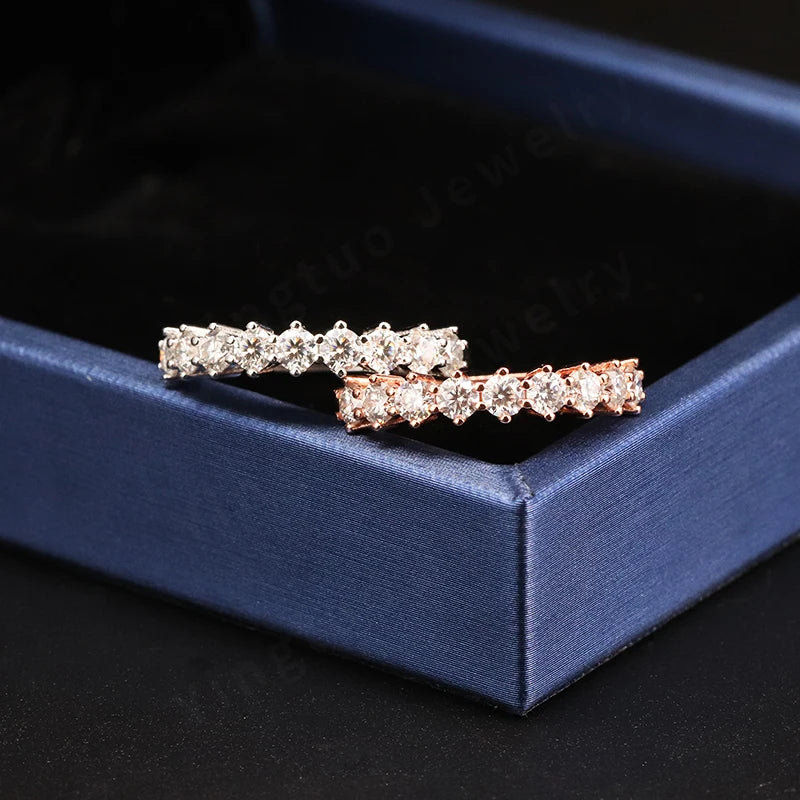 Yingtuo Cute Round Moissanite Engagement Rings Lab Diamond White Gold & 925 Sterling Silver 2g Wedding Promise Rings