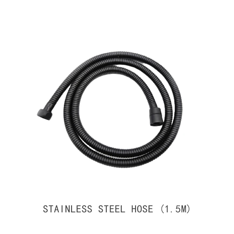 Chrome Matt Black Handshower Head 150cm Stainless Steel Shower Hose Brass Bracket Shower Head Wall Mounted Shower Accessories