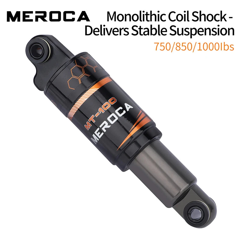 MEROCA MTB Mountain Bike Rear Shock Absorber 125/150/165/190mm 750/850/1000LBS Oil Spring Bicycle Shock Absorber Accessories