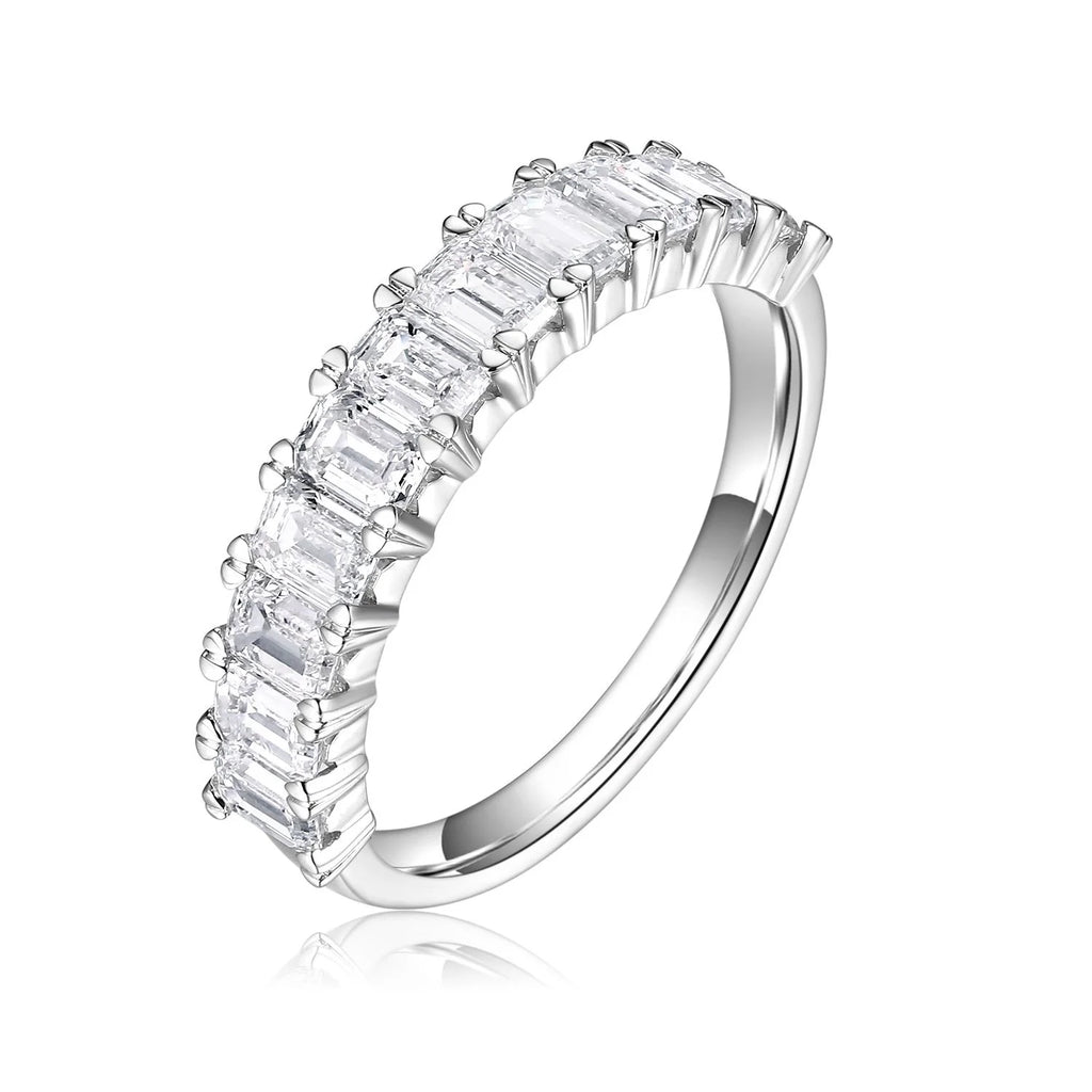 ZHUANGYEE Synthetic Lab Grown Diamonds Emerald Color DEF Wedding Bands Iced Out Engagement Rings Pure 14K White Gold Rings
