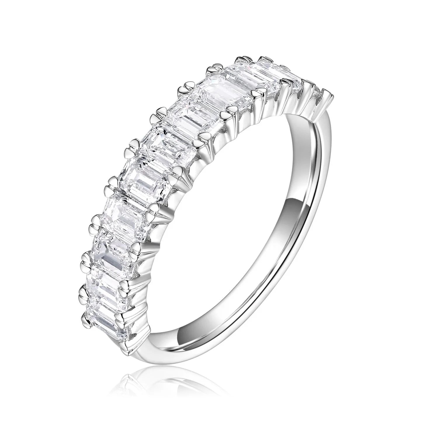 ZHUANGYEE Synthetic Lab Grown Diamonds Emerald Color DEF Wedding Bands Iced Out Engagement Rings Pure 14K White Gold Rings