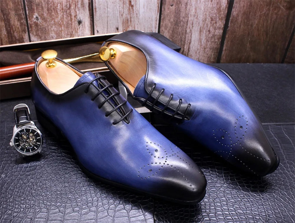 Elegant Black Wholecut Oxford Shoes with Perforated Toe Design Luxury Handcrafted Black Leather Formal Shoes for Men