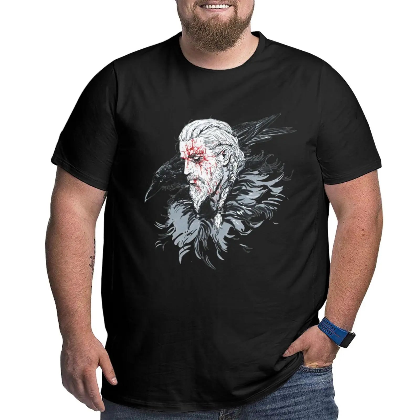 Unique Design Graphic Men T Shirts Plus Size Oversized Cotton T-shirts for Big Man Black Summer Short Sleeves Clothes Tops