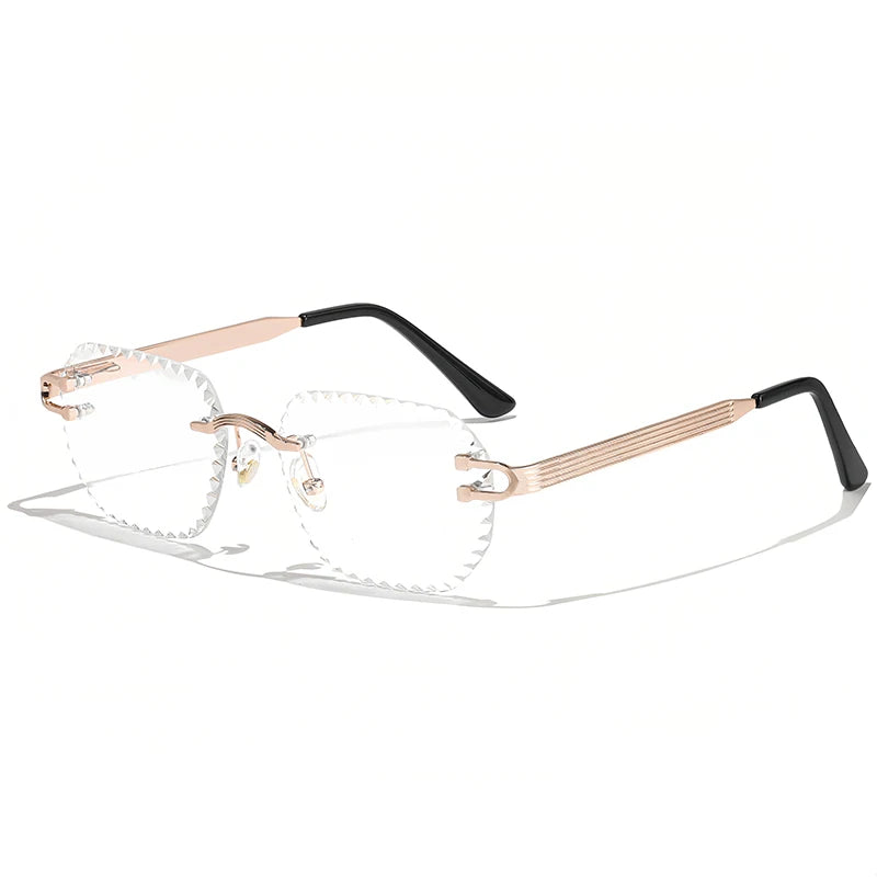 HBK 2025 Unisex Frameless Sunglasses Black PC Alloy Pink Blue Gradient Lens Polygon Rimless Design New Style Street Snap Men
