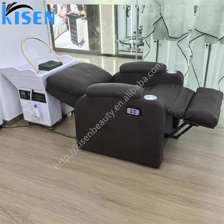 KISEN Beauty Salon Furniture Water Circulation Hair Salon Portable Basin Adjustable Electric Salon Full Body Massage Shampoo Bed