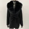 Women's New Spring Fashion Soft Midi Fox Fur Collar Knitted Cardigan Sweater Coat Casual Outerwear for Winter