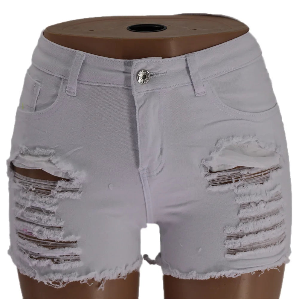 2020 New Arrival Summer Ripped Denim Shorts Fashion Slim Jeans Shorts High Quality Women Clothes 5 Color S-2XL