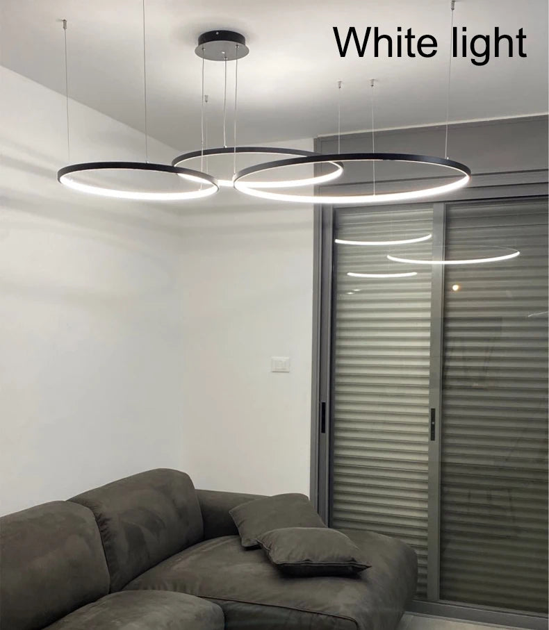 New Modern LED Chandelier for Living Room Bedroom Dining Room Aluminum Ring Indoor Pendant Chandelier Lamp Lighting