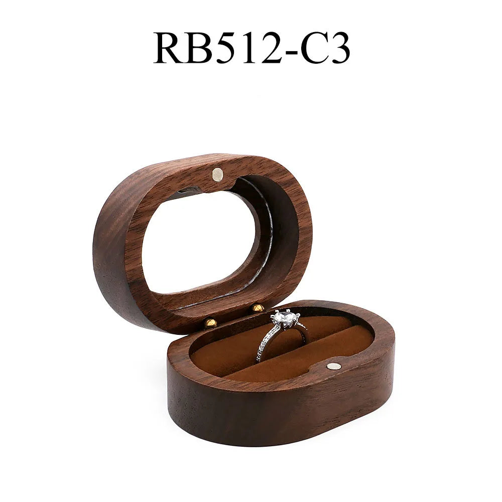 Luxury Customized Logo Engraved Your Name Natural Walnut Jewelry Storage for Rings Necklace Earrings Wooden Gift Box