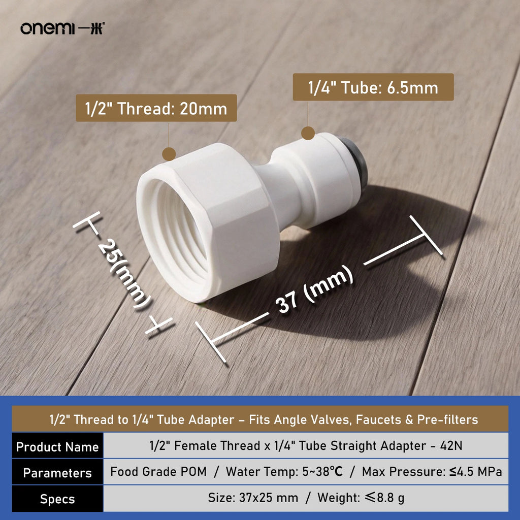 OEM Manual Ball Valve Quick Connect Reducing Union Fitting 1/4 Inch to 3/8 Inch POM Step Down Adapter for Car RO Water Filter