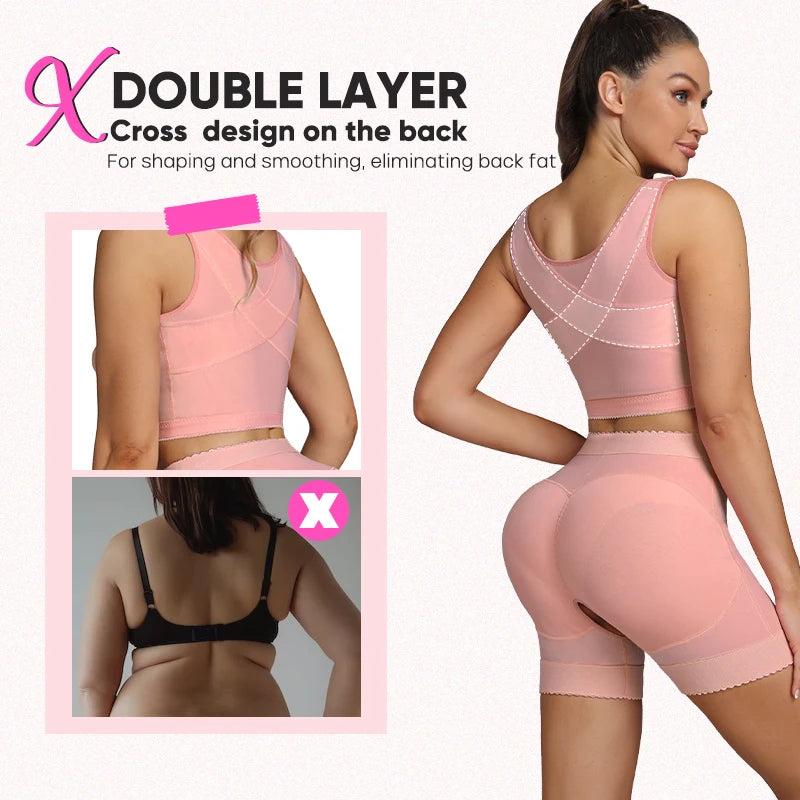 Wholesale 2 Piece Shaper Set Tummy Control Mastectomy Bra Shapewear Bbl Short Stage 2 Post Surgery Colombian Fajas De Para Mujer