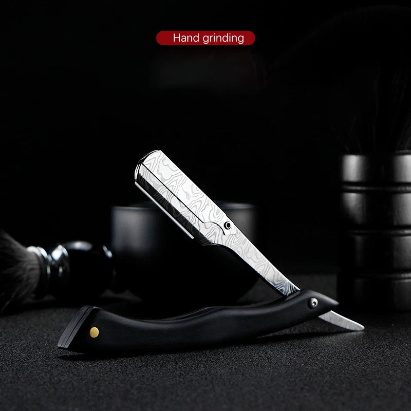 wooden trimmer manual shaver professional straight edge stainless steel sharp barber razor folding shaving blade shave beard cut