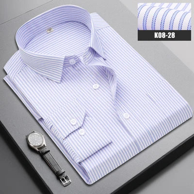Brand New Men Shirt Male Dress Shirts Striped Men's Casual Long Sleeve Business Formal Plaid Shirt camisa social