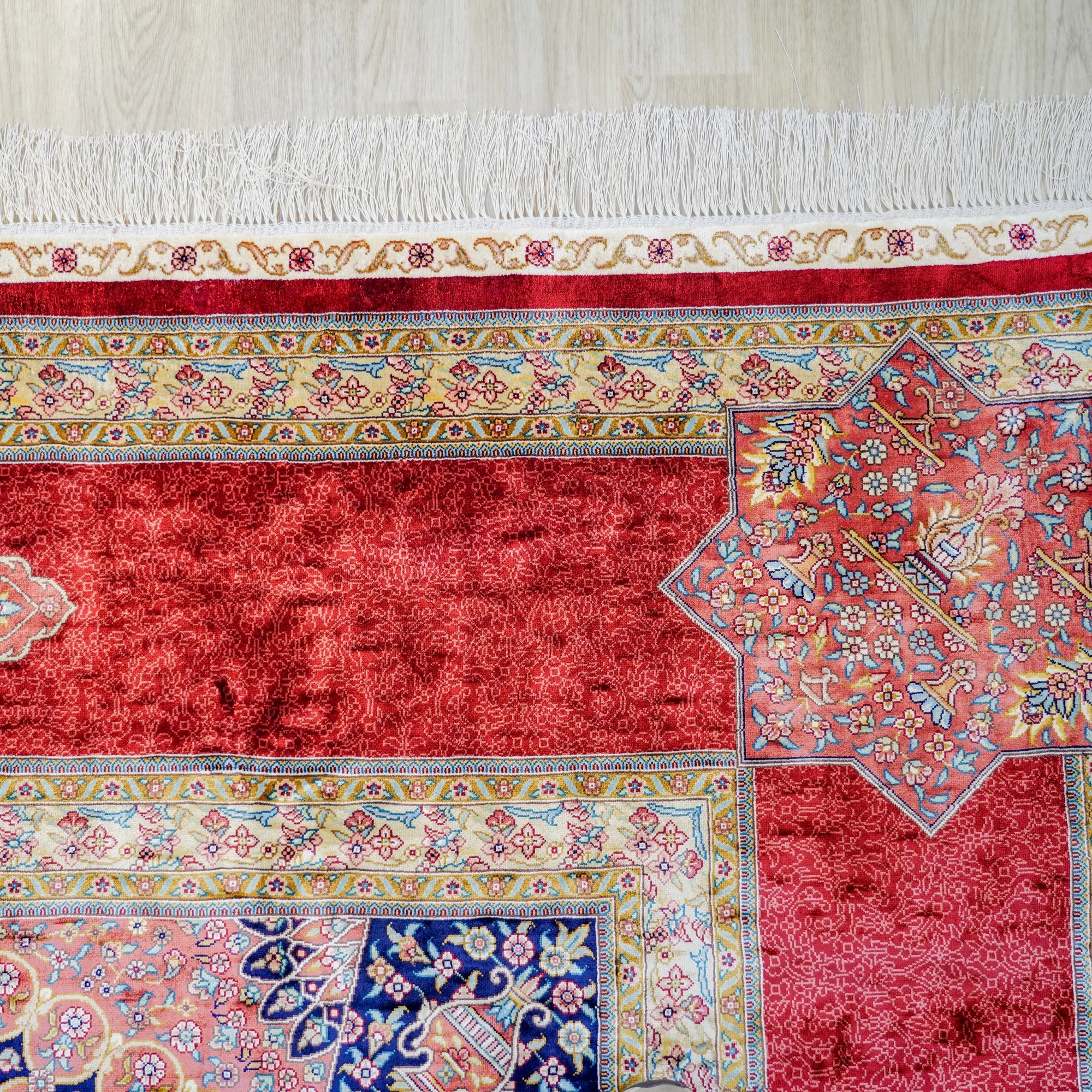 9x12ft Persian Red Hand Knotted Oriental Silk  Rugs Living Room Large Turkish Made in Turkey Silk Rug