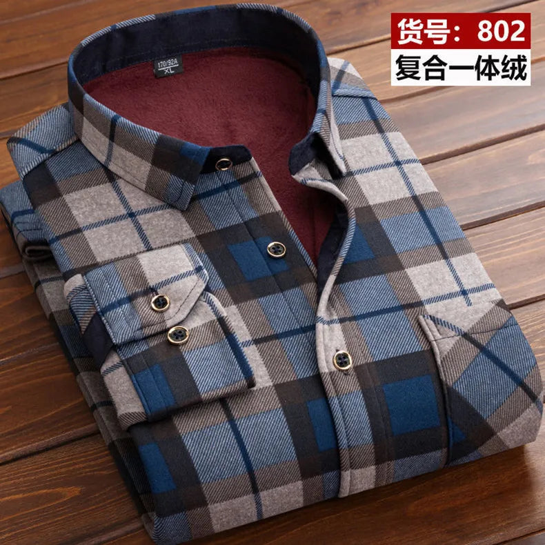 2026 winter Men's fashion smart casual striped long Sleeve Shirts,autumn men thicken Shirt Slim Fit Shirt Male full size M-4XL