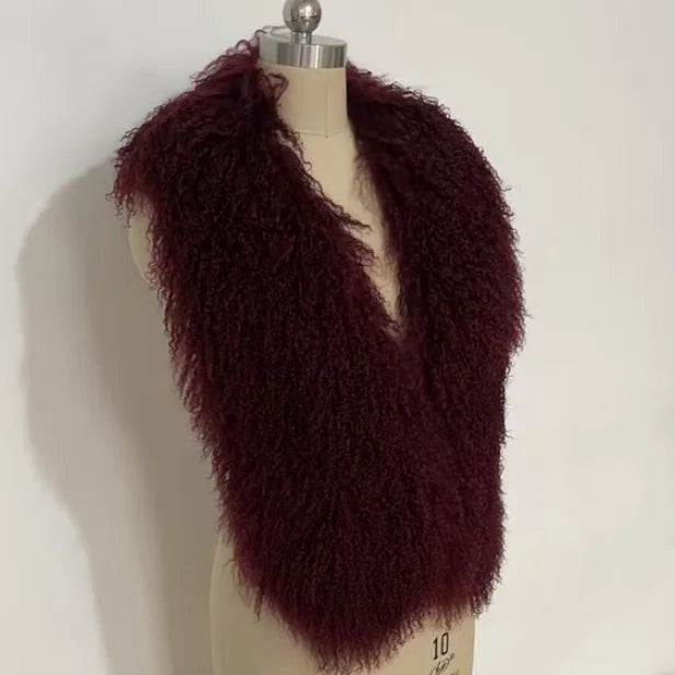 Streetwear Real Mongolian Sheepskin Fur Vest Women Real Sheep Fur Halter Top Vest