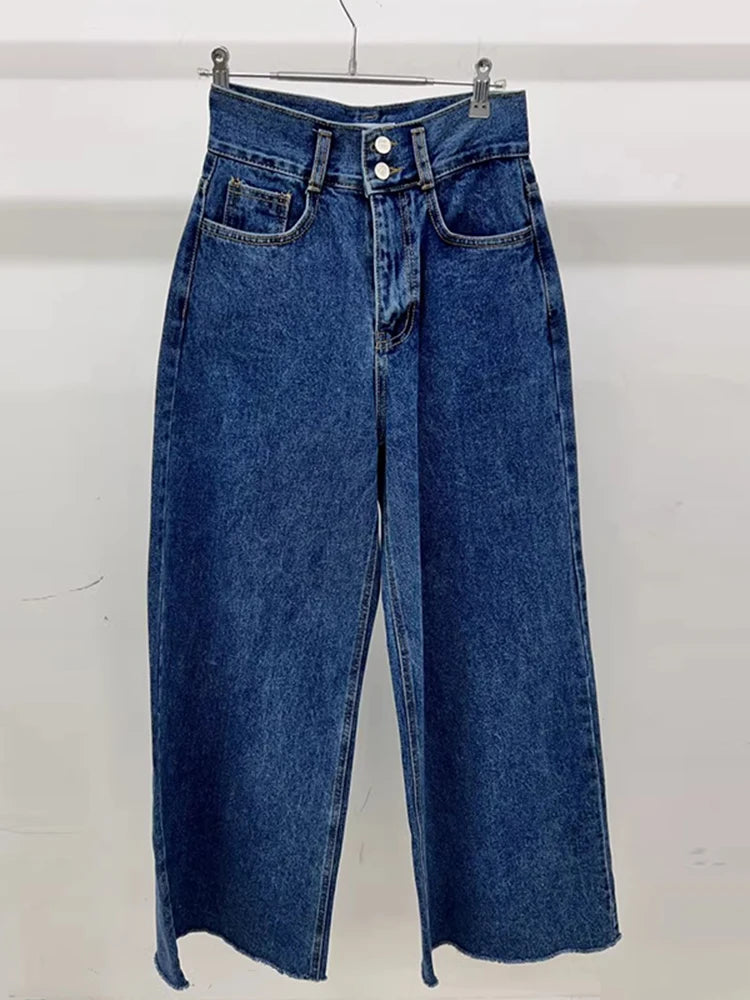 Boutique Wholesale 2026 Autumn Elegant High Waist Versatile Slim Leisure Wide Legged Women's Jeans