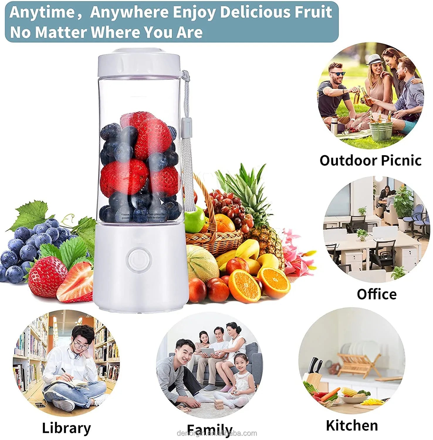 Wholesale Mini Portable Blender 400ml USB Rechargeable Type-C Charging Ice Crusher Car Use 6 Blades Fruit Juicer Mixer