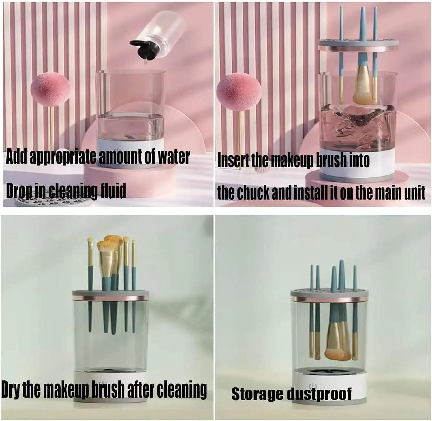 3 in 1 Automatic USB Household Electric Makeup Brush Cleaner Dryer Machine Portable Electric Makeup Brush Cleaner