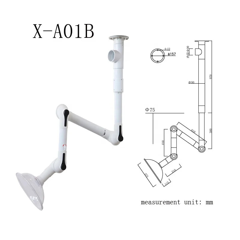 Anti-Acid Plastic Laboratory Fume Exhaust Arm Hood with Winding Design Modern Extraction System for Commercial Use