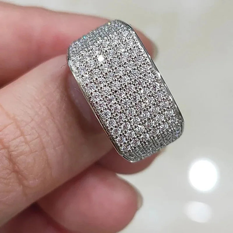 Women's Starry Micro Pave Ring Pave Stone Statement Index Finger Ring Fashion Jewelry for Daily Wear Party Evening Dress and Gif