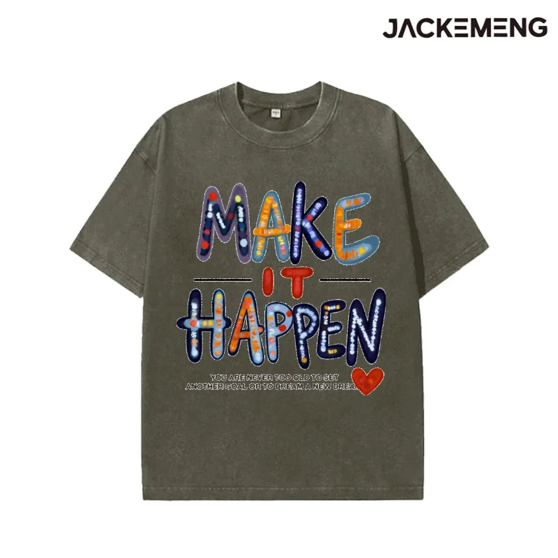 Oversized Washed Retro Motivational Streetwear Print Tshirt USA Stock Wholesale Y2K Casual Tee