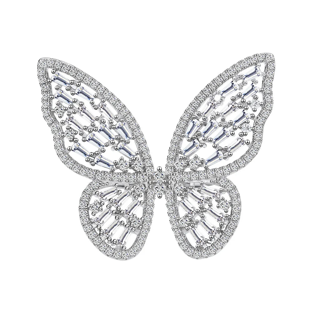 Wholesale Hot Sale Zirconium Rings butterfly Zirconia Jewelry 925 Sterling Silver Cubic Zircon butterfly Cz Ring Women