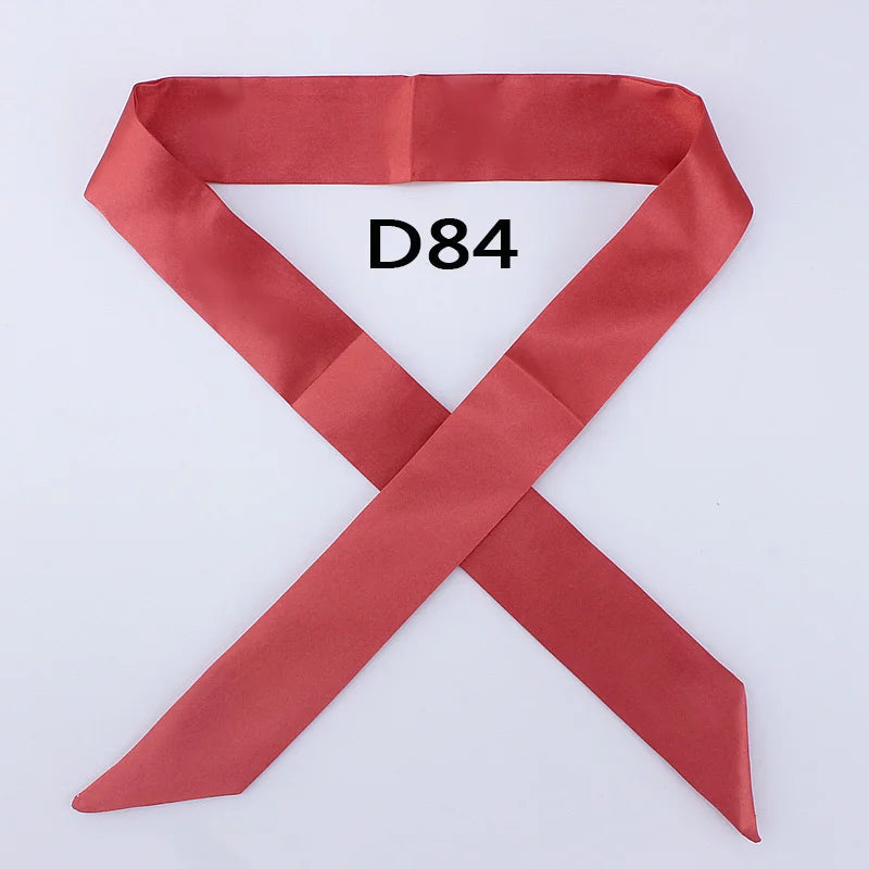 Hot Fashion New Twill Emulation Silk Solid Bag Scarf Women Small Scarf Ribbon Handbag Hair Long Shawl Bandana Luxury Head Scarf