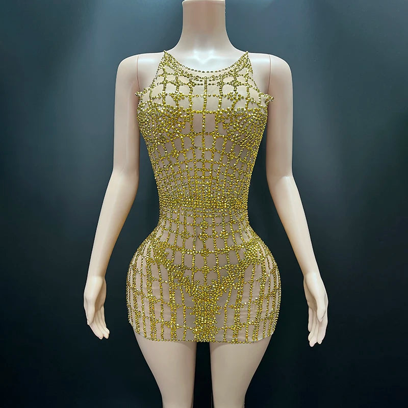 Novance Y4246 Clothing Vendors for Women Sleeveless Mesh Club Dress Sexy With Sequin Stunning Dress for Birthday Party