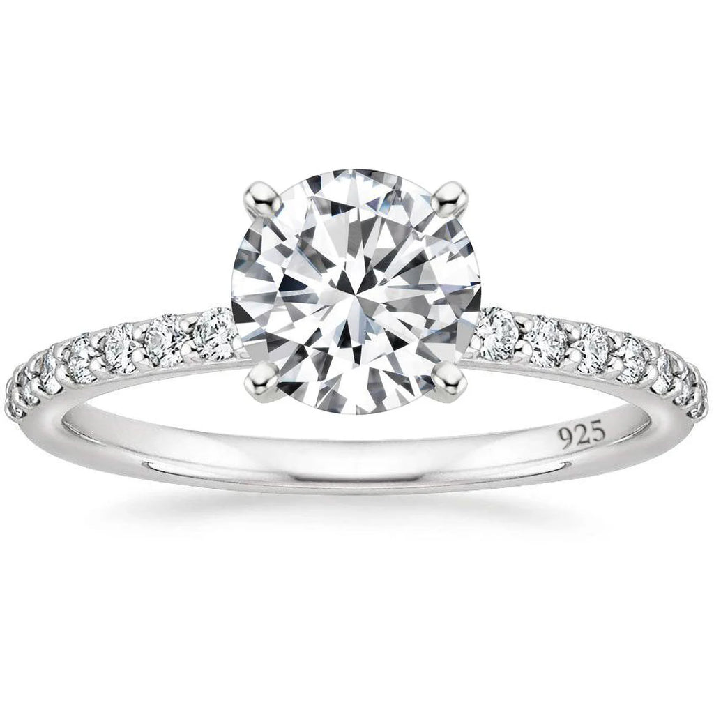 OAHLAN Fine Jewelry Women's 1.2 CT Round Cut Moissanite Engagement Rings Luxury S925 Sterling Silver Rings for Wedding Gift