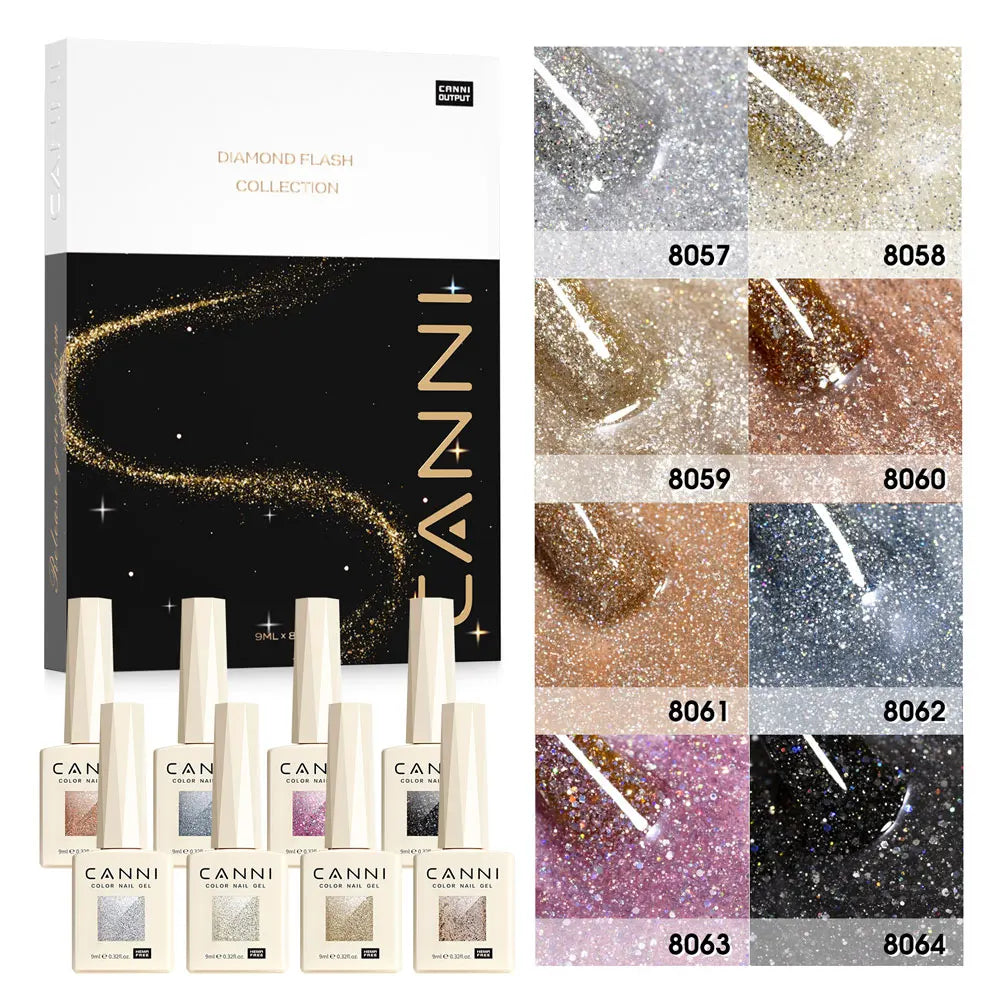 CANNI 9ml Glitter Series Hema Free Uv Gel Nail Polish Enamel Gel Set 8pcs/lot Uv Gel Kit with Glitz Flash Series Set