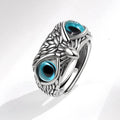 New Design Jewelry Fine Jewelry 925 Silver Finger Rings Open Adjustable Vintage Animal Evil Blue Eye Owl Rings for Women Men