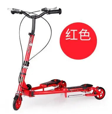 Folding Kids Scooter with 3 Wheels, Portable 2 Pedal Scooter Tricycle, Scissors Scooter with Adjust Height, PU Wheel Kid Scooter