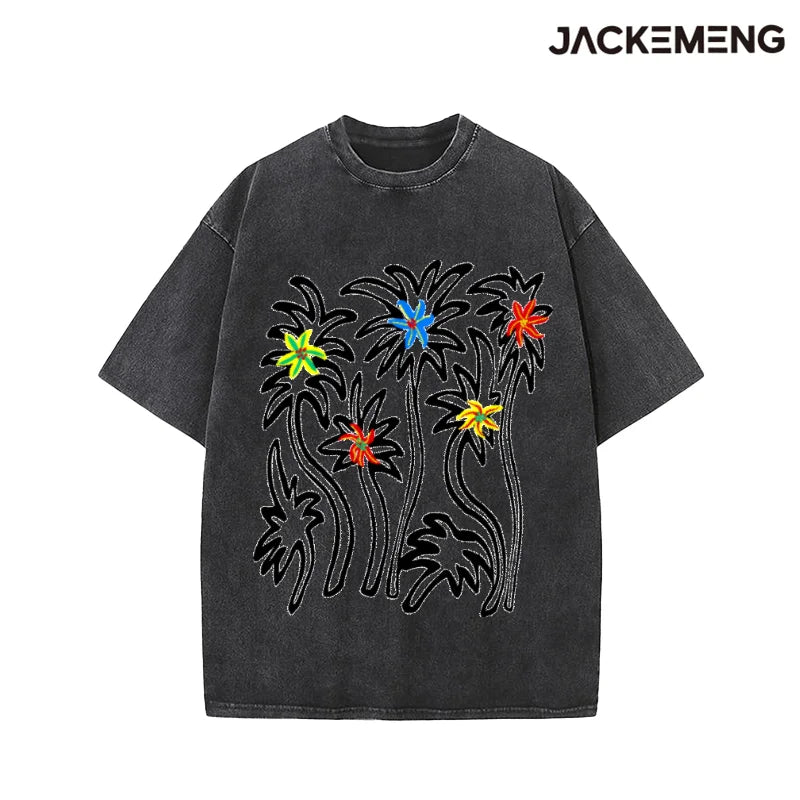 Oversized Vintage Tropical Streetwear Print Tshirt USA Stock Wholesale Y2K Casual Tee