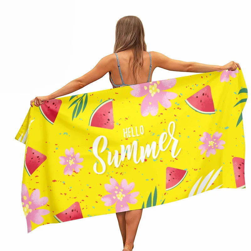 Wholesale 75*150CM Quick Dry Large Bath Towel Sand Free Towel Beach Cotton Microfiber Beach Towel With Logo Custom Print