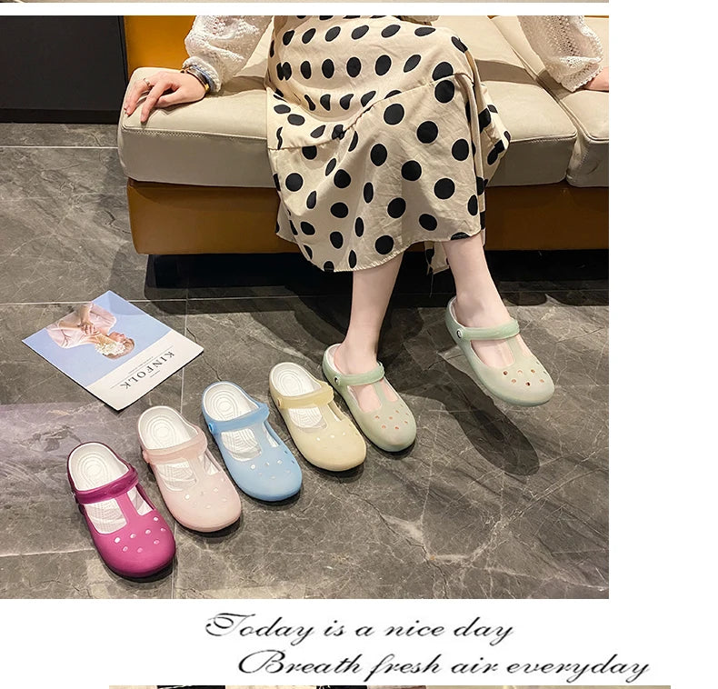 New Summer Jelly Sandals Women Outdoor Casual Slip On Garden Beach Shoes Female Rubber Clogs Non-slip Slides Breathable Slippers