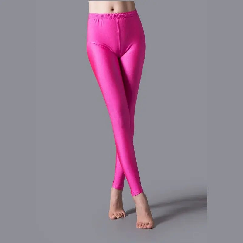Women Shiny Pant Leggings Hot Selling Leggings Solid Color Fluorescent Spandex Elasticity Casual Trousers Shinny Legging