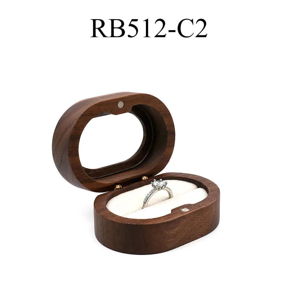 Luxury Customized Logo Engraved Your Name Natural Walnut Jewelry Storage for Rings Necklace Earrings Wooden Gift Box