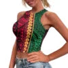 Hot Sale Hawaii Flower and Leaf Printed Summer Breathable Lady Sexy Tops Fashion Polynesian Pattern Vest Women's Skinny Tank Top