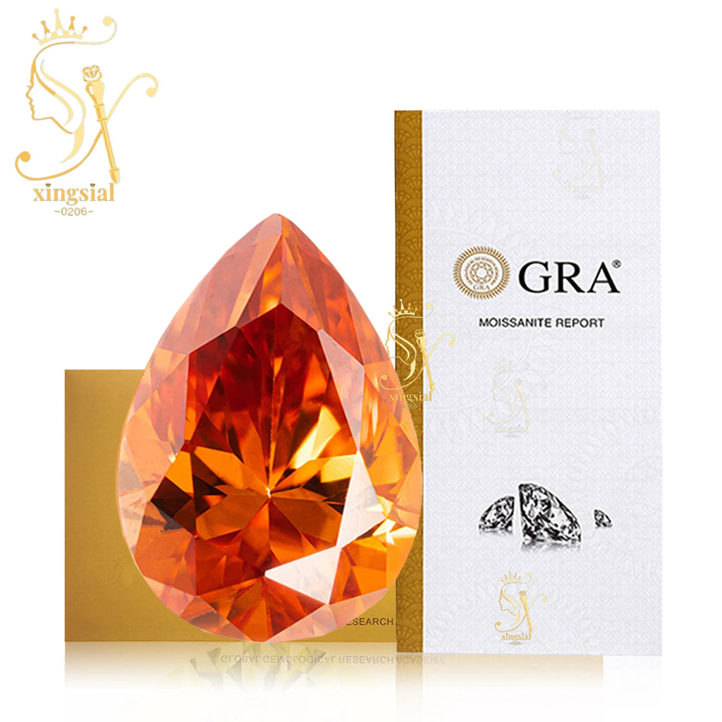 Xingsial 4x6mm 9x13mm Multiple Color VVS1 0.5ct 5ct GRA Certificated Pear Cut Synthetic Diamond Gemstone Loose Moissanite Stone