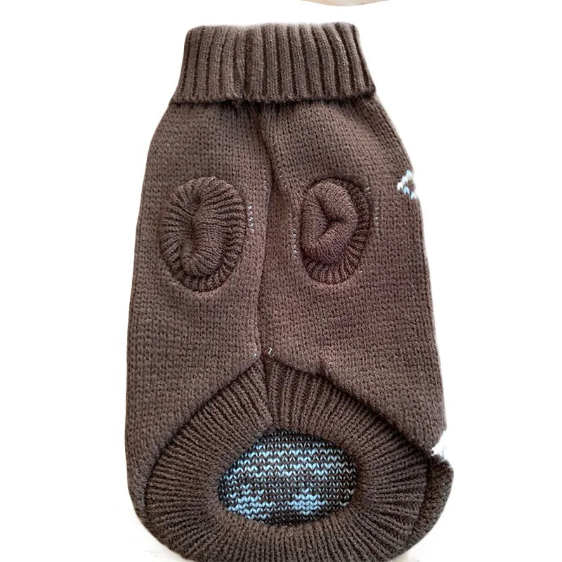 Christmas Reindeer Designer Pet Clothes Cute Cartoon Knitted Wool Jumper Sweater for Small/Large Dogs Cats Winter Cotton Fur PU