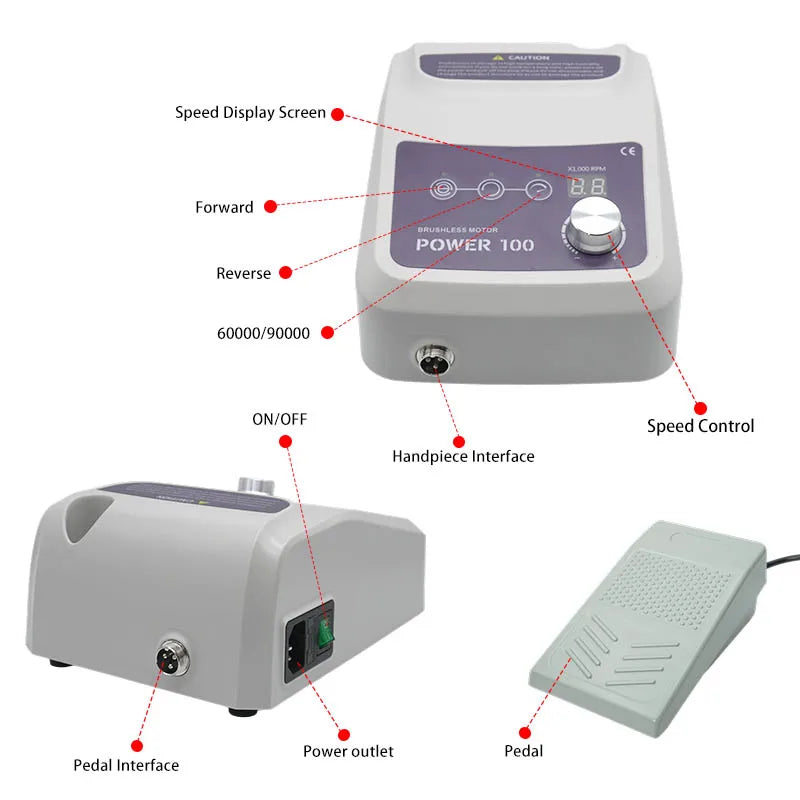 2026 AT-CM-035 6-90000RPM Strong Power 100 Carving Machine Without Handpiece